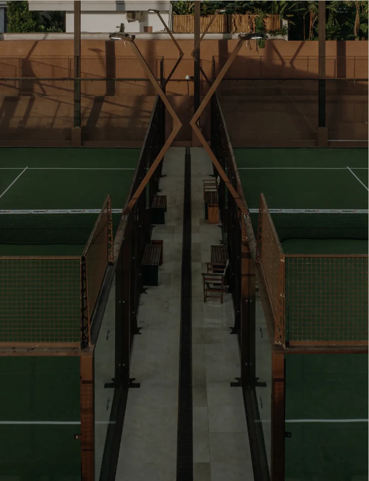 Padel courts and raised walkway at Bali Social Club