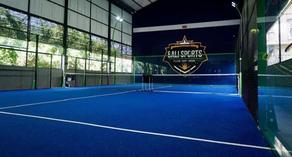 Blue padel court at Bali Sports Club