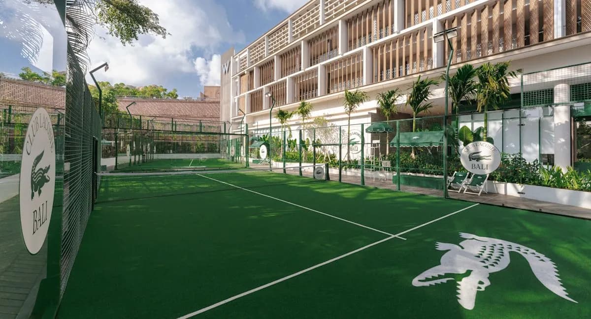 Outdoor green padel court at Club Lacoste Bali