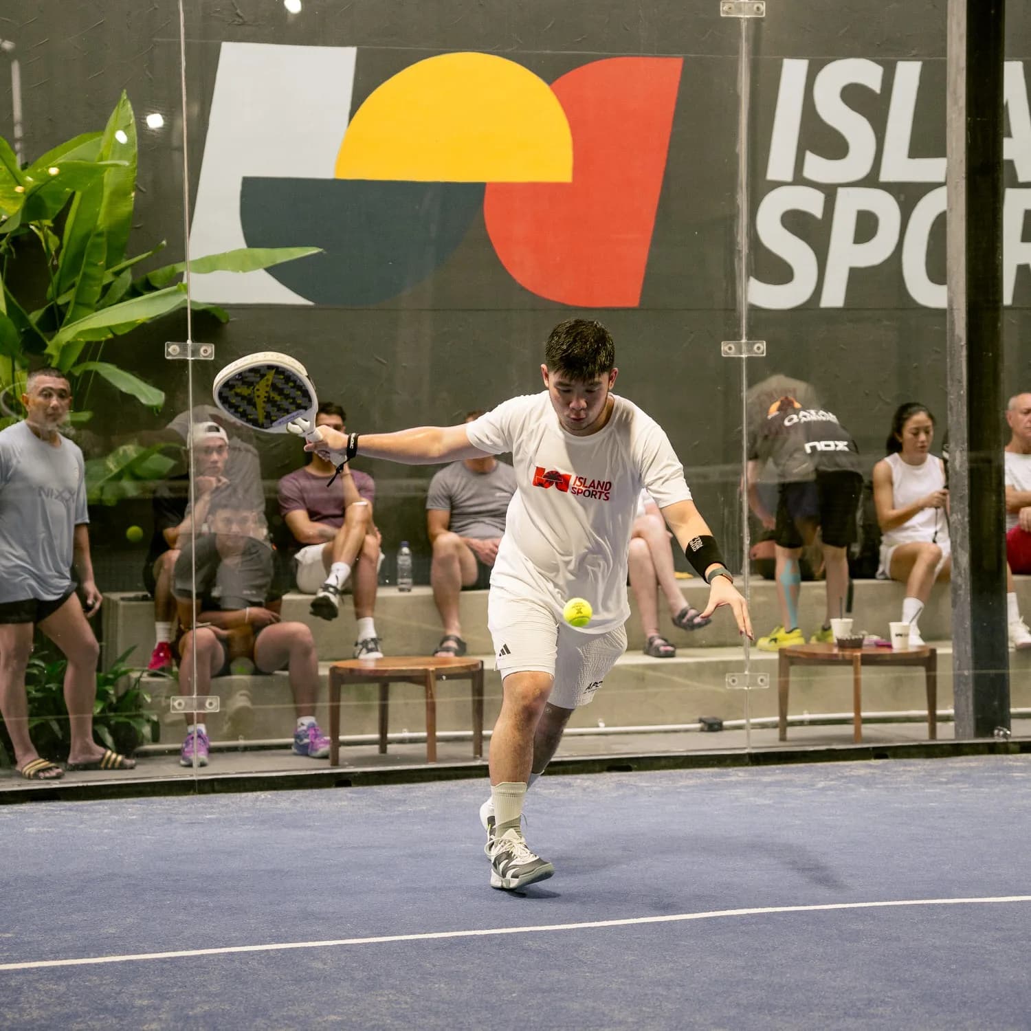 Padel game on the blue court at Island Sports Canggu