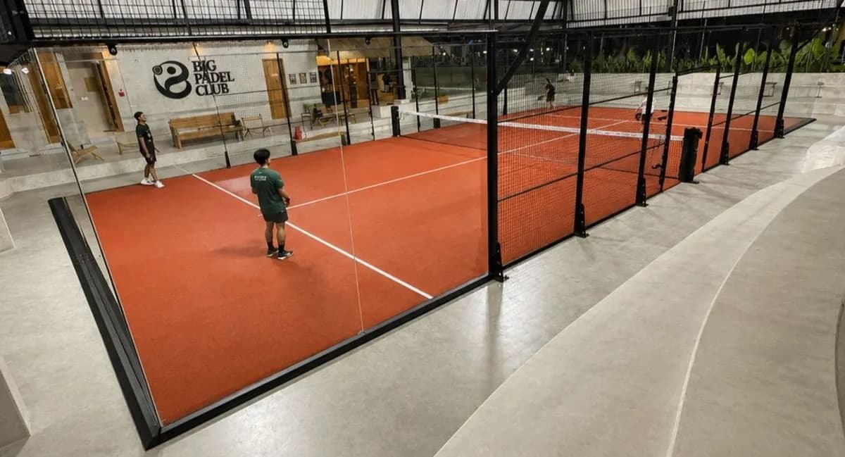 Indoor terracotta court at Big Padel Club Bali