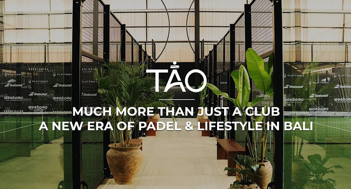 Club entrance and courts shown in operator media at TAO Padel Academy